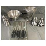 Kitchen Strainers, Knife Set, and Salt & Peppers