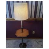 Brass and Wood Lamp Side Table