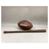 Vintage Baseball Bat & Football