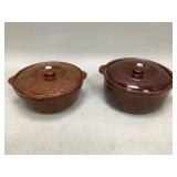 Two Stoneware Casserole Dishes with Lids