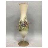 Frosted Glass Vase with Oriental Scene