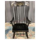 Hitchcock Style Black and Gold Rocking Chair