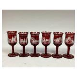 Bohemain Crystal Red Etched Glasses