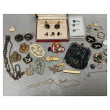 Assortment of Jewelry, Pins, Cufflinks, and More