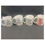 4 New Coffee Mugs with funny Sayings