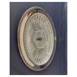 Vintage Silver Serving plate with Glass Inset