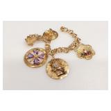 59g 14k yg charm bracelet with 5 large 14k yg