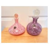 2- WHITE CRYSTAL VANITY PURFUME BOTTLES WITH