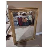 LARGE BEVEL GLASS MIRROR WITH GOLDISH FRAME