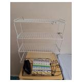 WHITE METAL RACK SHELF, PILL ORGANIZER AND METAL