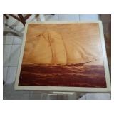 SHIP SCENE WOODEN BAR STOOL