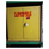 FIRE FLAMMABLE- YELLOW METAL CABINET AND CONTENTS