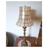 BRASS LAMP WITH -CAPIZ SHELL SHADE