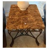 END TABLE, METAL WITH GRANITE TOP