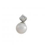 Platinum Cultured Diamond and Pearl Pendant