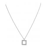 14K WG Open Square Diamond Pendant Necklace