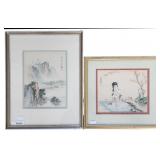 Two Japanese Watercolor Paintings