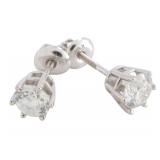 14K White Gold .90CTW Diamond Stud Earrings