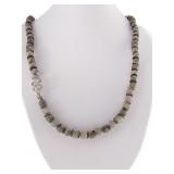 20" Quartz Bead Necklace, Diamond Snake