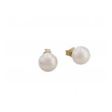 14K YG Cultured White Pearl Earrings