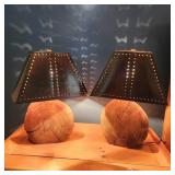 Pair of Wood Base Table Lamps