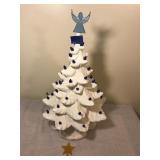 Vintage Lighted White Christmas Tree 19"H