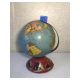 Vintage Metal Globe 9"H