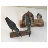 Pair of Wooden Bird Figures 5" to 6"H