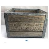 Antique Tyoga Farms Dairy Milk Crate, Wellsboro PA