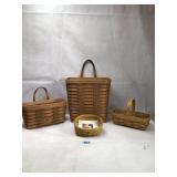 Lot of 4 Longaberger Baskets Various Sizes