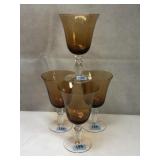 4 Glass Water Goblets-Amber in Color