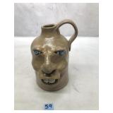 Handmade Pottery Jug With Face (6.5"H)