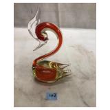 Orange Swan By Murano