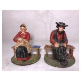 Pair of Cast Iron Bookends Amish Man & Wife 5"H