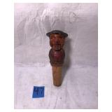 Vintage Carved Wooden Jaw Drop Bottle Stopper