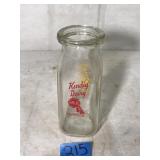 Vintage Kendig Dairy Glass Milk Bottle 1/2 Pint