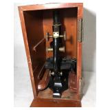 Antique Microscope in Wooden Case