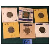 6 Indian Head Cents 1865-1899