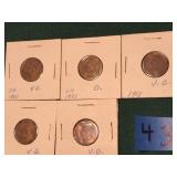 5 Indian Head Cent Coins 1901