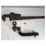 24" Pipe Wrench and Towing Hitch