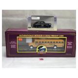 MTH O Scale Freight Car School Bus and Ford Car