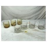 4 Vintage Mobile Truck Glasses & 3 Texaco 75 Years