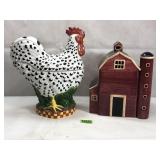 Porcelain Chicken and Barn Cookie Jars