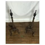 Antique Cast Iron Andirons for Fire Place