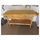 60" wooden workbench w/vise