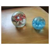 2 paperweights incl:peacock