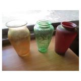 3 jenkins arcadia glass vases