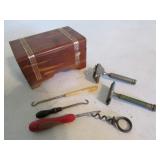 small box,razors & button hooks