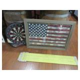 elec. dart board,large pickett slide rule&picture