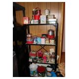 metal shelf & all tins & items on it